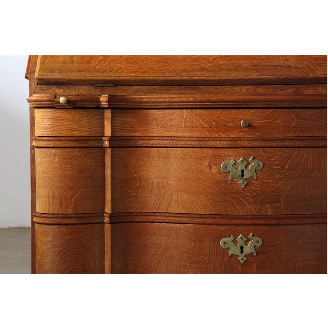 Vintage Oak Fold Down Secretary Bureau in Style of Kjærnulf, 1960s For Sale - Image 17 of 18