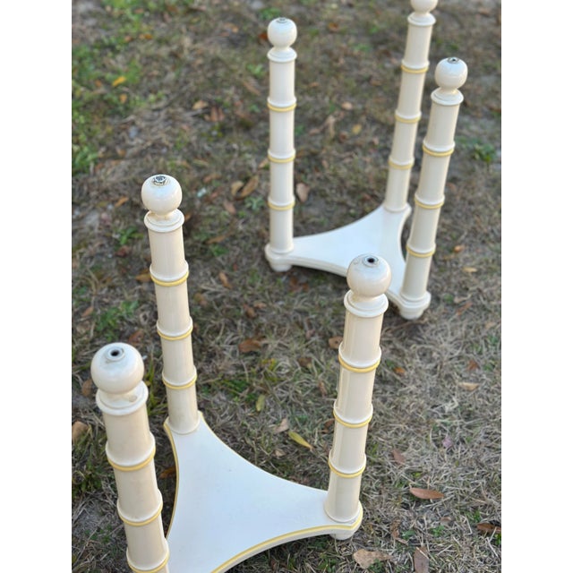 This is a matching pair of vintage glass-top side tables with a Hollywood Regency–inspired look. Design & Materials •...