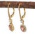 Ceylon Padparadscha Sapphire Diamond Earrings in Solid 14k Gold | Oval 6x4mm For Sale - Image 4 of 7