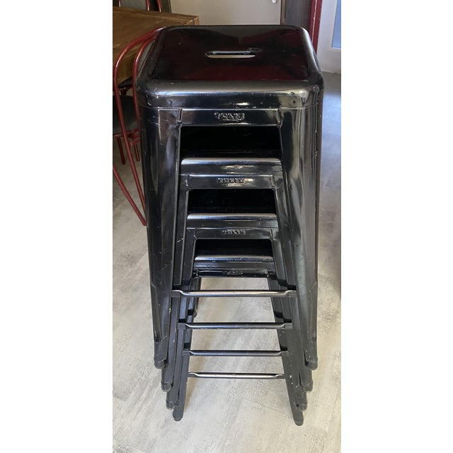 Vintage Industrial H75 Stackable Bar Stool in Black by Xavier Pauchard for Tolix, 1950s For Sale - Image 13 of 18