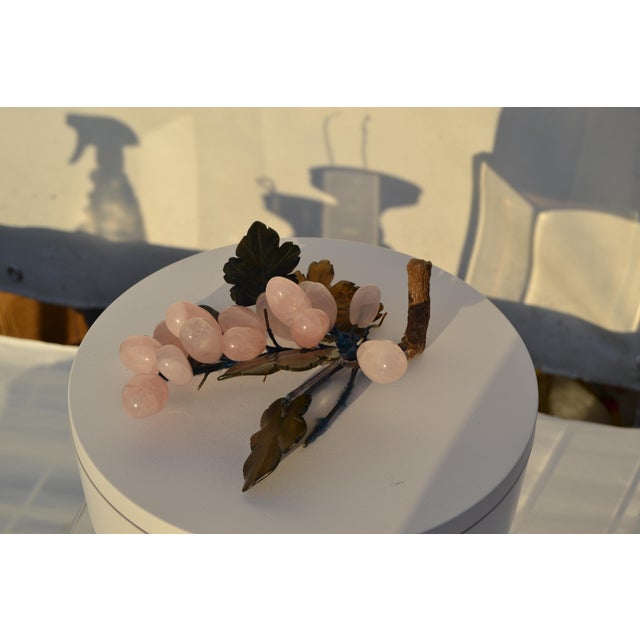 Rose quartz grapes cluster. There are two grapes missing but not noticeable unless inspected closely.