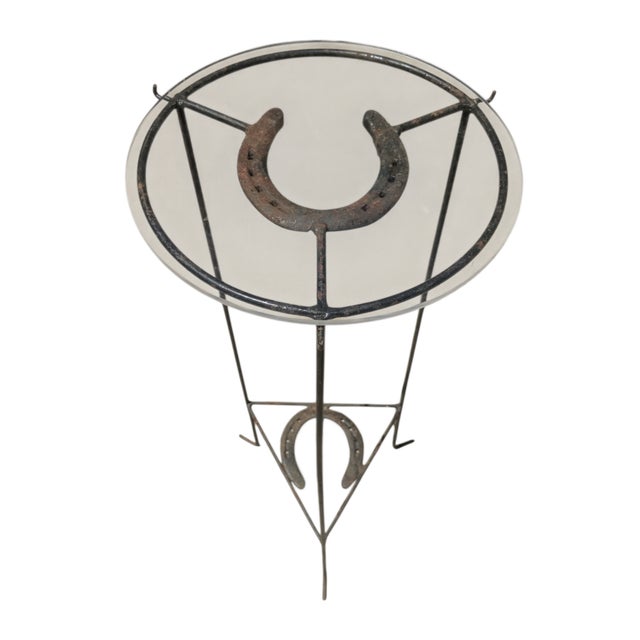 Vintage Wrought Iron Plant Stands with a Horse Shoe Welded in the Bottom Shelf and Top Shelf of Plant Stand Top of Plant...