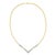 This stunning 14K yellow and white gold pendant necklace features flared rectangle shapes followed by X-shaped links...