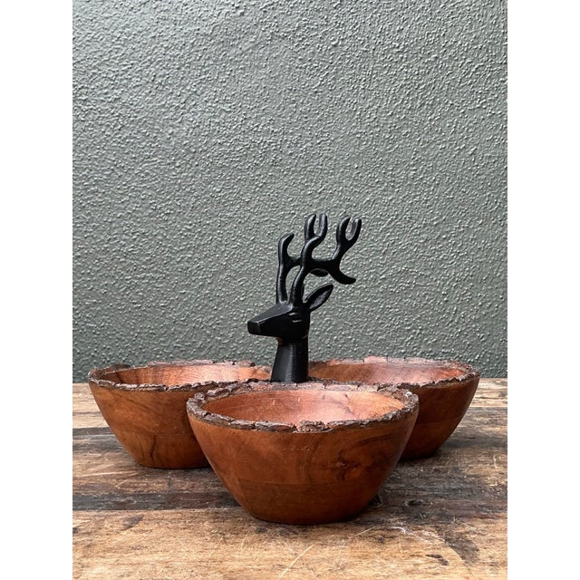 Vintage Burl Wood Buck Nut Bowl For Sale - Image 11 of 12