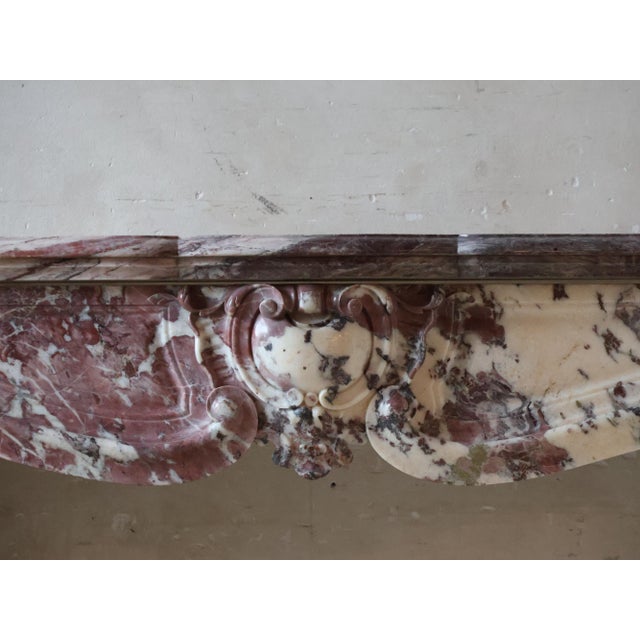 Cream Antique Marble Trois Coquilles Fireplace in Violet de Villette For Sale - Image 8 of 18