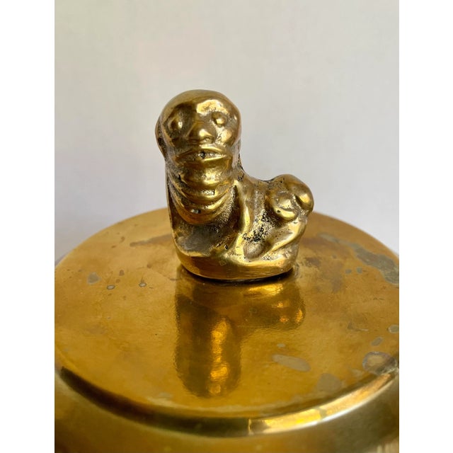 Asian Vintage Asian Brass Incense Burner With Dragon Etchings For Sale - Image 3 of 13
