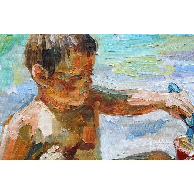 Painting is made in 2012 inspired by sunny day on Jersey Shore beach. Just now is posted for sale. Painted with oils on...