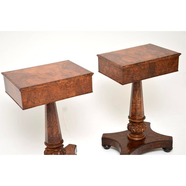 Brown Antique William IV Burr Walnut Side Tables, 1830s, Set of 2 For Sale - Image 8 of 11