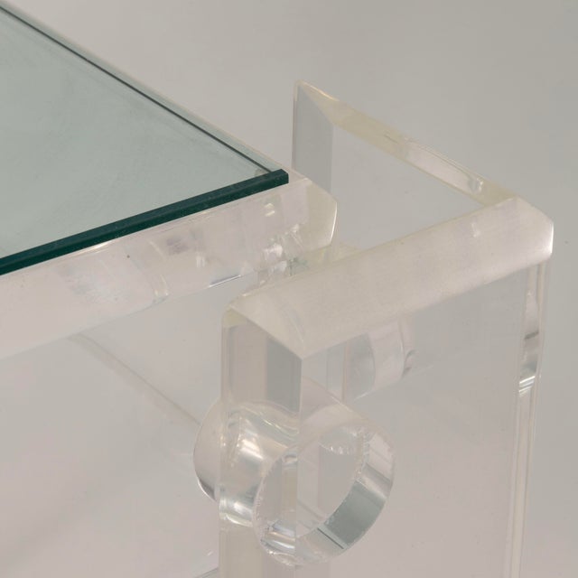 Charles Hollis Jones Glass Top Lucite Base End Side Table 1970s For Sale In Detroit - Image 6 of 6