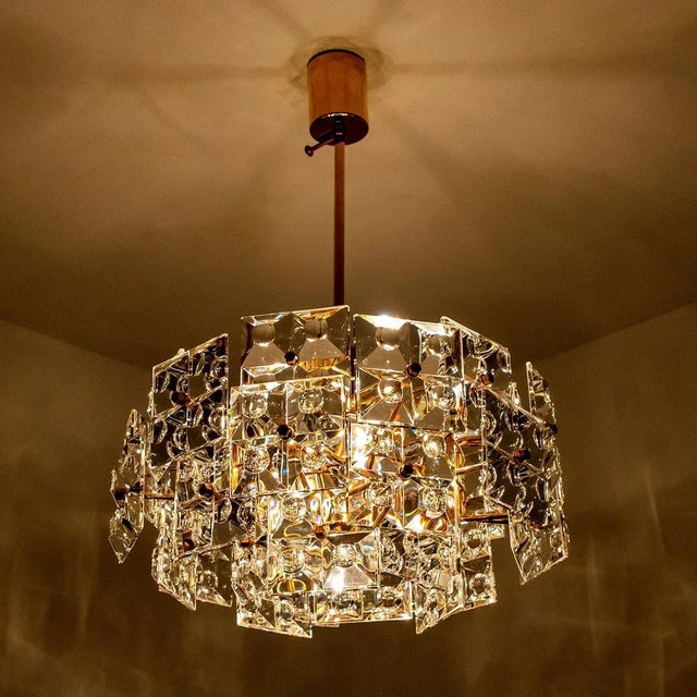 Metal Gold-Plated Brass Crystal Glass Chandeliers from Kinkeldey, 1970s, Set of 2 For Sale - Image 7 of 18