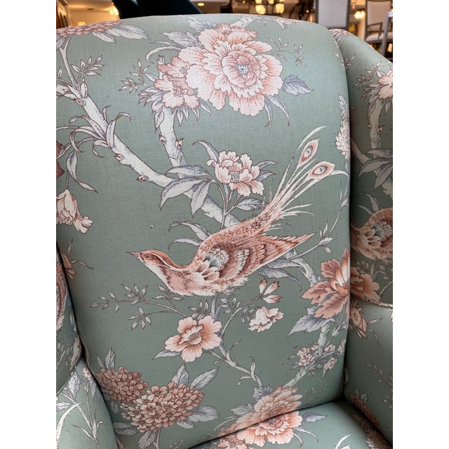 Schumacher Upholstered Wingback Chair For Sale - Image 11 of 12
