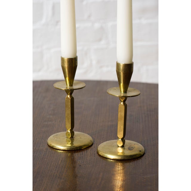 Mid-Century Modern Brass Candleholders from Kara Denmark, 1960s, Set of 2 For Sale - Image 3 of 14