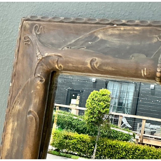Vintage Art Nouveau Ornate Carved Wood Mirror For Sale - Image 13 of 14