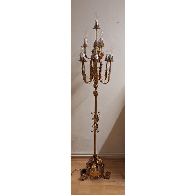 Vintage Florentine Floor Lamp, 1970s, in Very Good conditions. Designed 1970 to 1979 European Plug (up to 250V).The wiring...