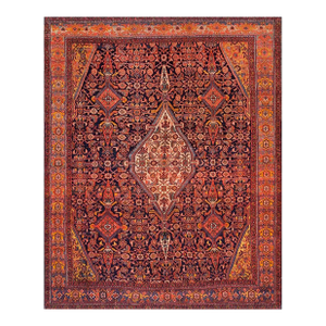 1900s Blue Navy Medallion Antique W. Persian Bibikabad Rug 5'6" X 6'8" Handknotted Wool Carpet