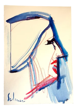 Mario Salmaso, Modern Girls, 1980, Mixed Media on Paper