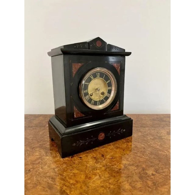 Antique Victorian Marble Clock, 1890 For Sale - Image 3 of 6