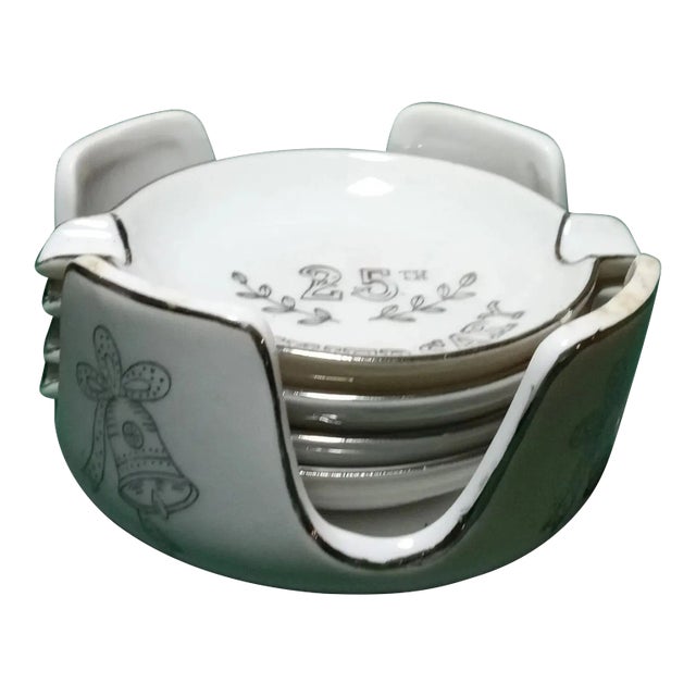 Vintage 25th Anniversary Lefton Nesting Ashtrays - 5 Piece Set For Sale