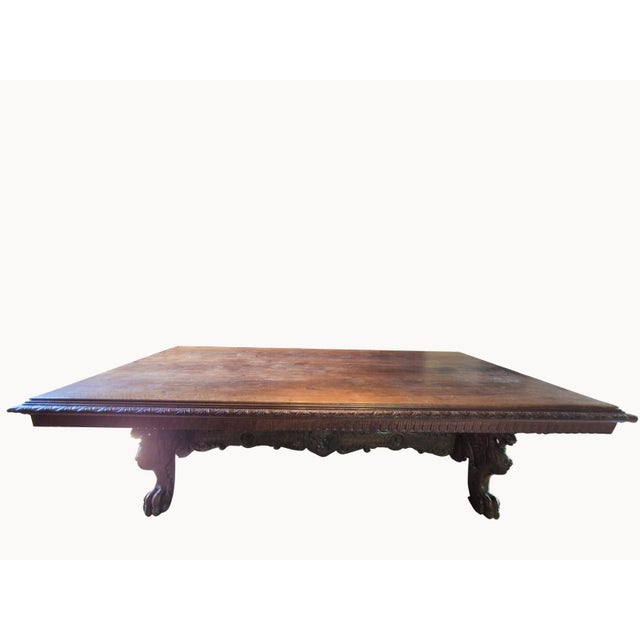 Exceptional monumental Florentine Renaissance Revival refectory table, crafted in Italy between the late 19th and early...