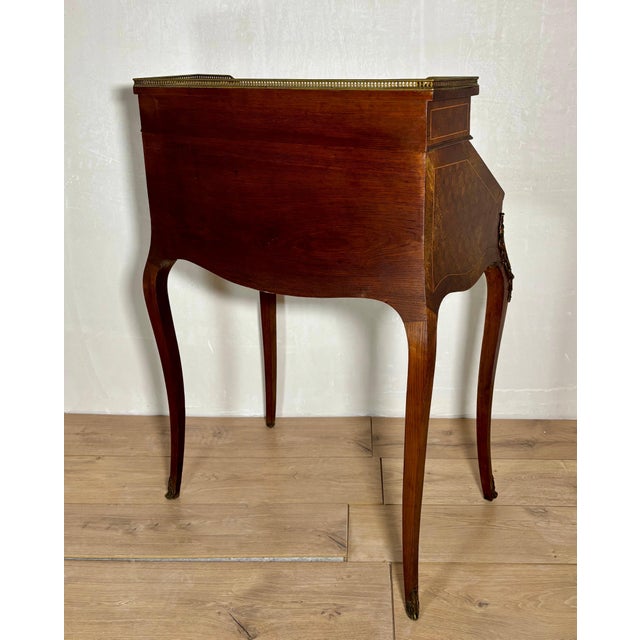Wood 1930s French Louis XV Style Slant Front Secretary Desk with Leather Writing Surface For Sale - Image 7 of 16