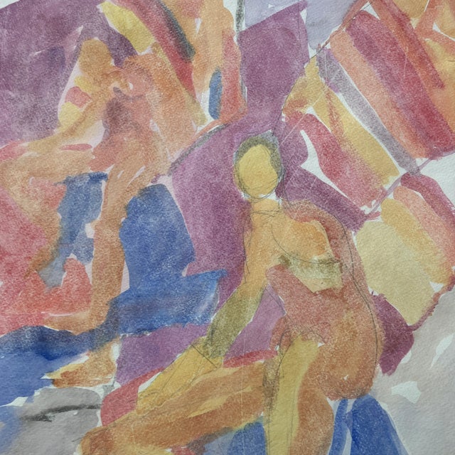 Original 15 x 20 watercolor painting on paper double sided (small tear in upper right) unsigned unframed