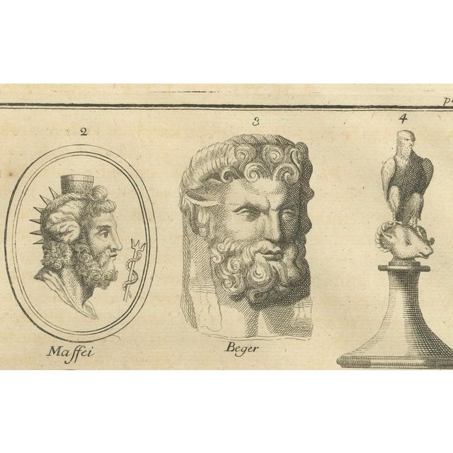 After Bernard de Montfaucon, Roman Sculptures & Portrait Heads, Composite Antiquities Plate, 1721, Engraving For Sale - Image 11 of 18