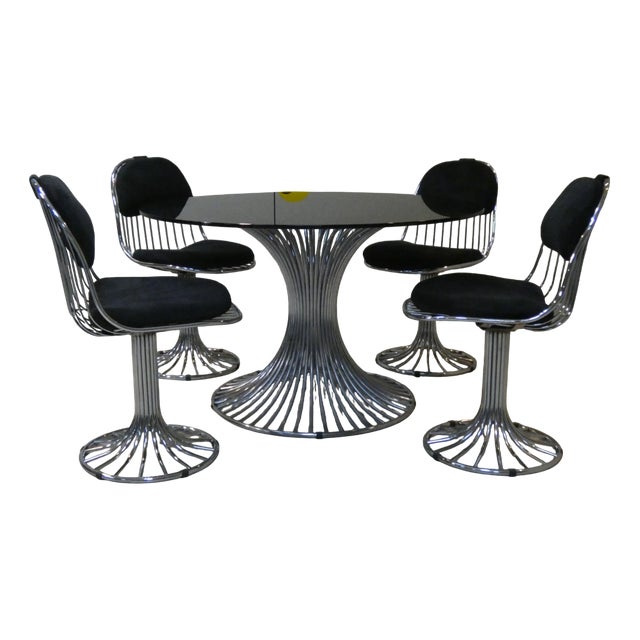 Margot Chairs and Tulip Dining Table by Gastone Rinaldi for Rima, Italy, 1968, Set of 5 For Sale