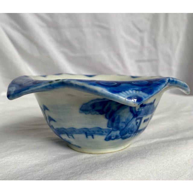 Late Qing / Republic Period Blue & White “Treasure Ship” Lobed Bowl For Sale - Image 11 of 18