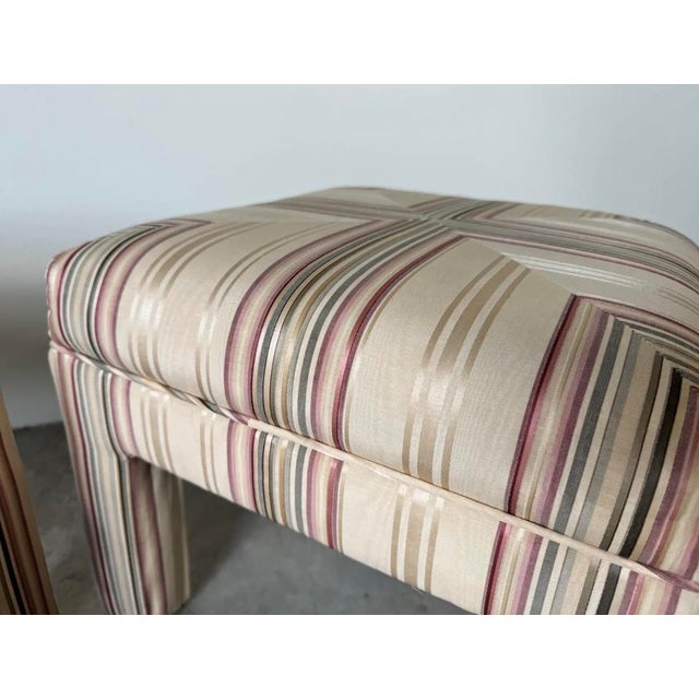Textile Pair of Mid-Century Modern Parsons Stools in the Style of Milo Baughman For Sale - Image 7 of 12