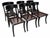 Klismos black dining chairs. The chairs are made of solid alder with a satin finish and leather strapping. The chairs are...