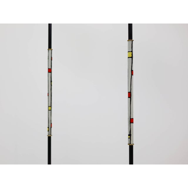 Esperia Enameled Metal Floor Lamps with Hexagonal Lampshades by Angelo Brotto for Esperia, 1950, Set of 2 For Sale - Image 4 of 10