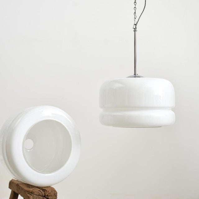 Large Opaline Pendant Light, 1950s For Sale - Image 3 of 7