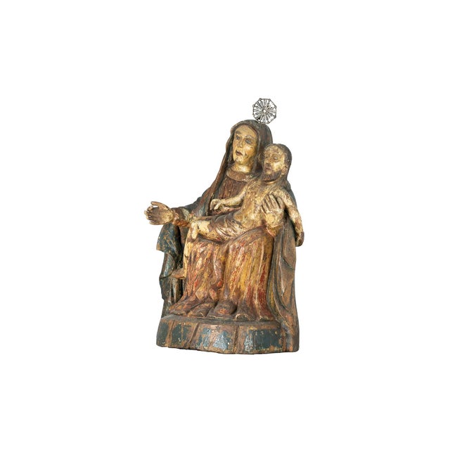 Religious Baroque Style Virgin of Mercy Statue, 18th Century, Wood For Sale - Image 4 of 8