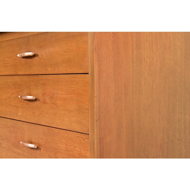 John Van Koert for Drexel Profile Mid-Century Modern Sculpted Walnut Highboy Dresser, 1959 For Sale - Image 10 of 15
