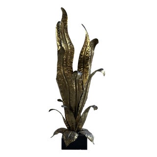 Brass Floor Lamp attributed to Henri Fernandez for Maison Honoré, 1970s For Sale