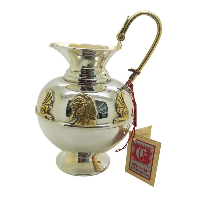 4oz. Vintage Italian Genuine Silver Gilded Assyrian Persian Vase Etruria Firenze Toscana Tuscany For Sale