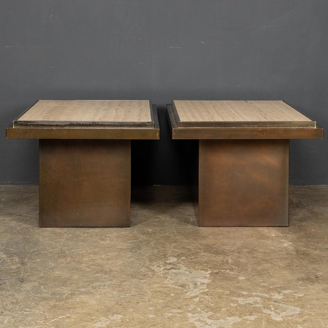 Bronze and Marble Side Tables from Belgo Chrom / Dewulf Selection, 1970s, Set of 2 For Sale - Image 6 of 18