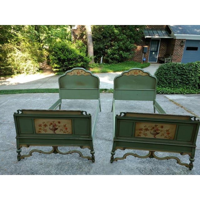 1920s's Traditional Berkey & Gay Green Wood Twin Beds a Pair Chairish