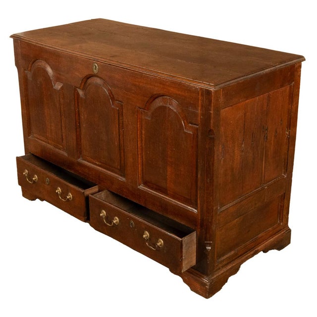 Antique 18th Century Georgian Paneled Lift Up Lid Oak Mule Chest Coffer 1760 For Sale In Portland, OR - Image 6 of 14
