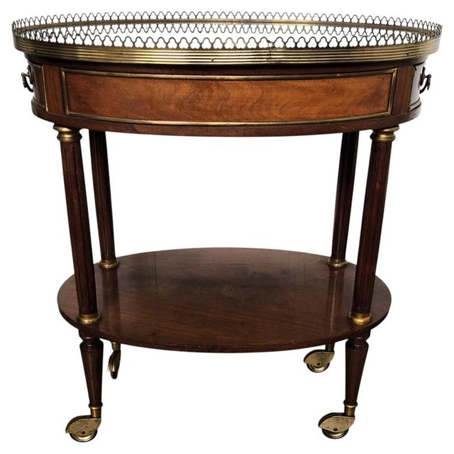 Mid-Century Modern Italian Brass Serving Bar Cart with Green Marble Top, 1950s For Sale - Image 10 of 10
