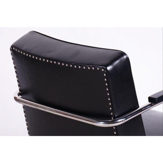 Bauhaus Lounge Chair in Leather from Mücke Melder, Czechia, 1930s For Sale - Image 4 of 12