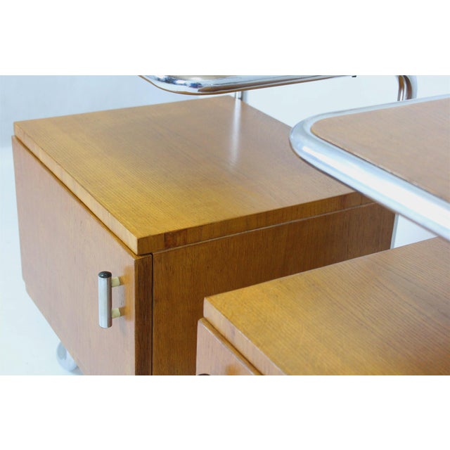 This elegant set of two bedside tables, designed by Hynek Gottwald, is a fine example of Bauhaus design. Crafted in oak...