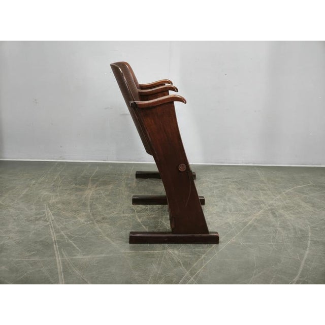 Czech Art Deco 2-Seater Cinema Bench in Beech Wood, 1920s For Sale - Image 14 of 15