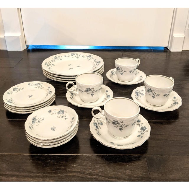 Vintage Bavarian Johann Haviland Blue Garland Dinner Set for