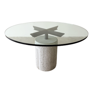 Vintage 1970s Attributed to Giovanni Offredi for Saporiti Italia Concrete and Glass Dining Table Unmarked