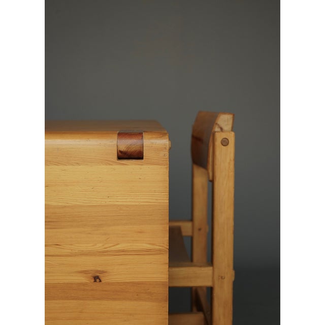 Wood Pine Dining Set by Edwin Helseth for Stange Bruk, 1960s, Set of 5 For Sale - Image 7 of 18