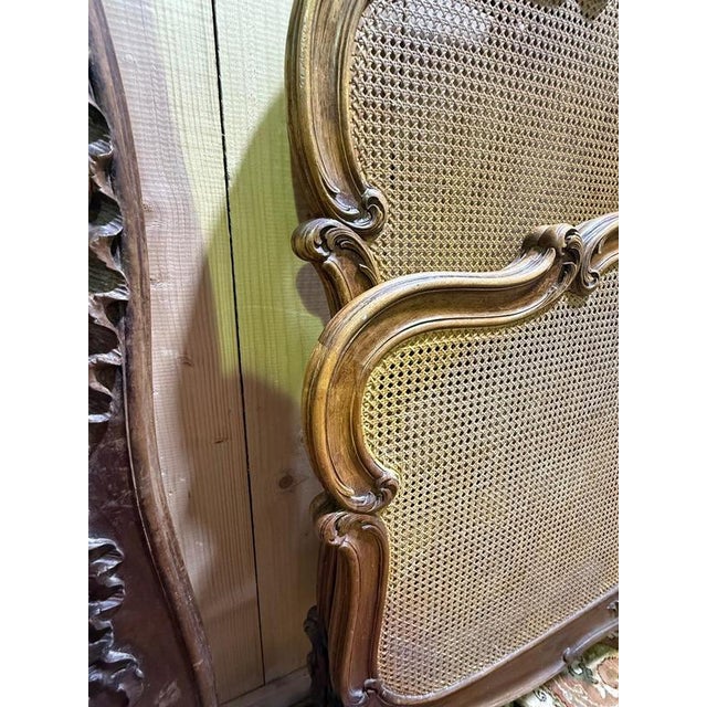 Brown Louis XV Style Cane Bed For Sale - Image 8 of 9
