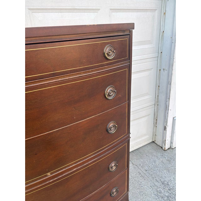 Antique Mahogany Highboy Dresser | Early 1900s Colonial Revival Tall Chest of Drawers | Traditional American Bedroom Furniture | Solid Wood For Sale In New York - Image 6 of 12