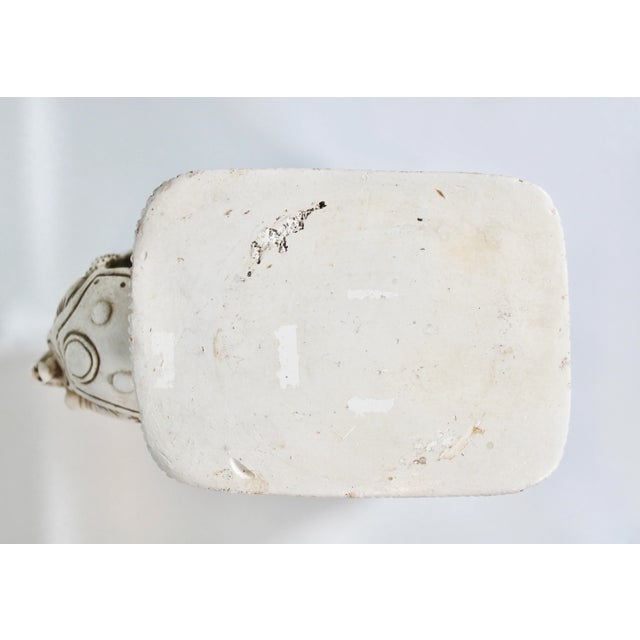 White Vintage Boho Chic Ceramic White Elephant Garden Stool For Sale - Image 8 of 10
