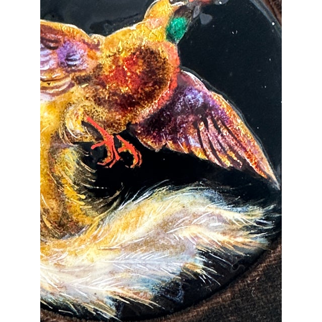 Miniature Enamel Medallion Paintings of a Bird and a Fish by Lossier,Switzerland, 1950s, Set of 2 For Sale - Image 6 of 9